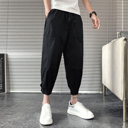 Yingzhen pissige Hosen Herbst und Wintermodemarke kleine Füße Arbeitspeurung Neun-Punkte-Internet-Promi loser Slim Harem Hosen neun Schlüssel K057 Black L 110-125jin [Jin entspricht 0,5 kg]