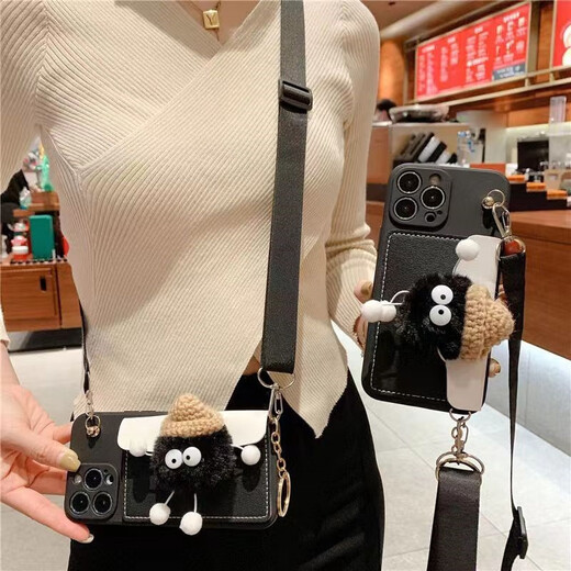 Lieehaen Xiaomi mobile phone case briquettes doll coin purse protective cover trendy men and women strap crossbody Internet celebrity couple style all-inclusive anti-fall plush doll brown - jumping bear card holder - crossbody rope exclusive for Xiaomi 11