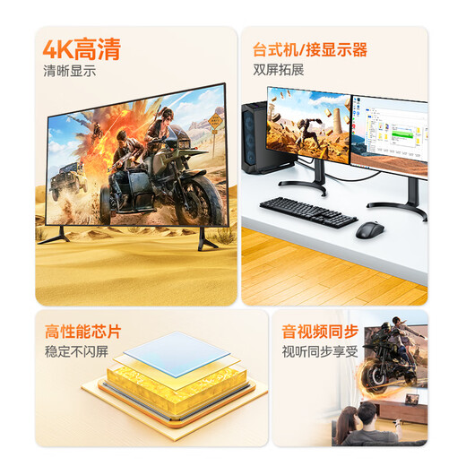 Shanze DP-zu-HDMI-Konvertierungskabel 4K-High-Definition-Videokabel Version 1.2, geeignet für Laptop-Computer-Desktop-Verbindung, TV-Monitor, Projektor, 2 Meter DH1020