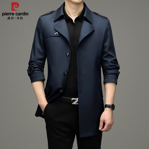 Pierre Cardin 2025 Otoño Traje para hombre Cortavientos con cuello Informal de negocios Chaqueta de longitud media para hombre de talla grande Caqui para hombre 180/XL Recomendado 145 Jin Jin es igual a 0,5 kg -165 Jin Jin es igual a 0,5 kg