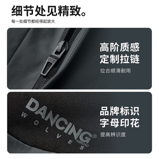 Dances with Wolves Silver Fox Velvet Lined Jacket Men's Autumn and Winter Three-Proof Outdoor Warm Men's Jacket Gray Green XL