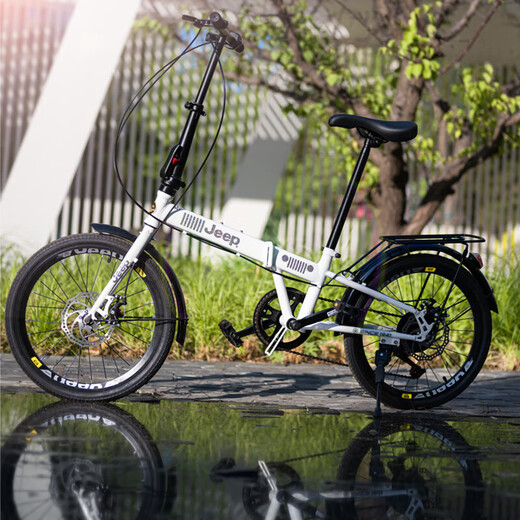Jeep folding bicycle mountain bike spoked wheel men's and women's leisure vehicle student variable speed bicycle - Saili/Knight Black