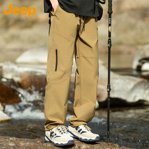 JEEP Casual Pants Men's Autumn and Winter Straight Pants Men's Loose Trendy Overalls Men's Pants Brown 3XL