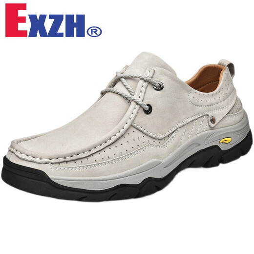 EXZH Brand 2024 Herbst- und Winterkopfschicht Cowhide Weiche Sohle Kleidung-resistente Papa Schuhe für junge Männer lässige formale Lederschuhe Dunkelbraun 6198 Schnürkopfschicht Cowhide 38