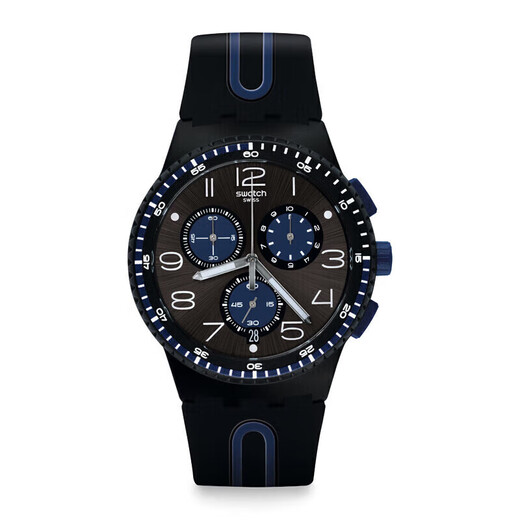 Swatch Swiss watch black and blue boat three-eye chronograph New Year gift examination watch quartz fashion watch SUSB406