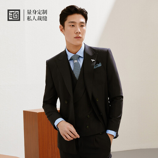 Long Qingxiang business fashion suit, four seasons, door-to-door custom-made slim fit wedding dress, groom suit for men, dark blue 180B (one version per person, customized size)