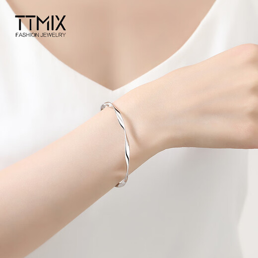 TTMIX platinum bracelet women's pt950 Mobius bracelet platinum smooth plain circle bracelet gift 58mm weight 14.1-14.3g