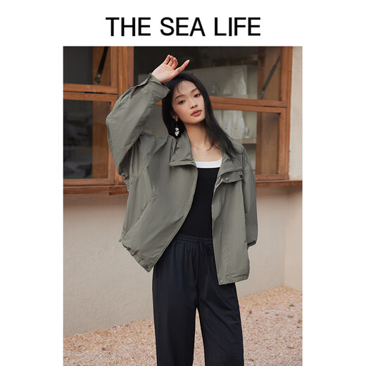 
THE SEA LIFE Ou Hai Yisheng Sunscreen Jacket Women's 24 Summer lazy style casual lapel versatile fashionable sunscreen Y16823 Alfalfa Gray M