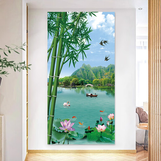 Dincmei Top Creation Beauty New Chinese Entrance Entrance Decoración Decoración Pintura Autoadhesivo Sala de estar Corredor Corredor Pegatinas de pared 3D Pintura de paisaje tridimensional 3d Pintura de paisaje 081. Bamboo Informe de seguridad Ancho de seguridad 30 cm-Altura 60 cm Pintura autoadhesiva [con pegamento en la parte posterior]