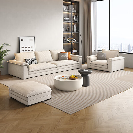 Dipu Cream Style Technology Sofá Sala de estar Sala de estar simple Apartamento pequeño extra grande Sit Deep Direct Cat Crack Sailboat 671 Sofá 3.0m LM Cat Crack + Uttp Honeycomb Algodón de sexo