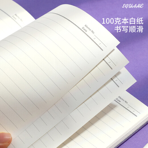 木雷 方形本笔记本子方方本摘抄本文艺青年高颜值正方形手账本ins风大学生考研本子可平铺方格本读书手帐 12004-大号曜石黑