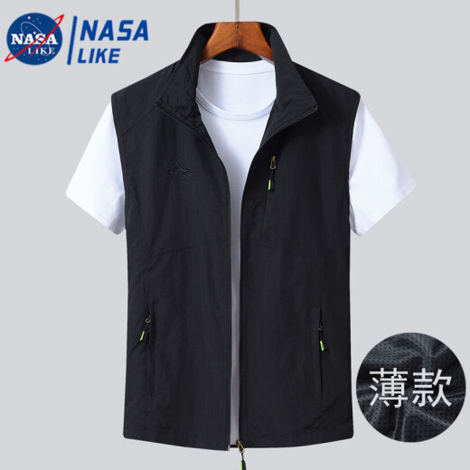 NASALIKE男士马甲2025夏季休闲透气钓鱼马夹外套青中老年速干背心男款坎肩 藏青 XL 建议140-155斤