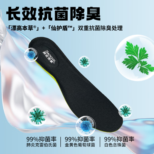 3AnGnI鞋垫男女运动军训久站抗菌防臭减震透气软弹2双装  43-44码