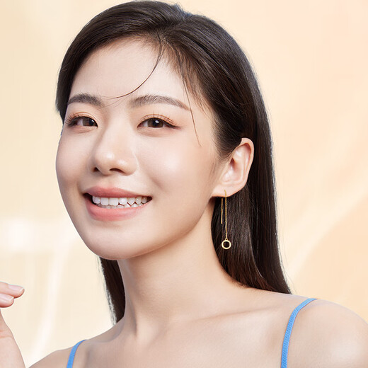 Saturday blessing yellow 18K gold earrings for women, interlocking gold earrings birthday gift C0911384 pair