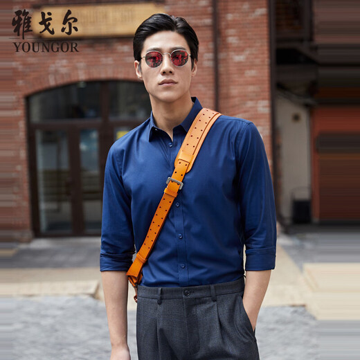 雅戈尔（YOUNGOR） 衬衫男士 四季青年男休闲正装衬衫 GLDP16384AJA 黑色 41