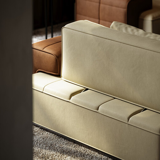 Charmantes Master-Licht Luxusleder-Sofa Wohnzimmer 2024 Neues minimalistisch funktionelles Sofa Elektrisches Rückenlehre Luxushaus Full House High-End-Anpassung Ecke 4.39m Modul 1421 V-Klasse Full Leder funktionales Sofa Titanium Schwarz