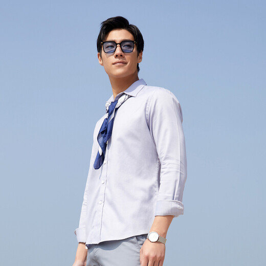 Мужская рубашка YOUNGOR с длинными рукавами, однотонная рубашка без глажки DP, хлопчатобумажная ткань, удобная, приятная для кожи, против морщин, гладкая и простая в уходе, бежевый 42 (180/100A)