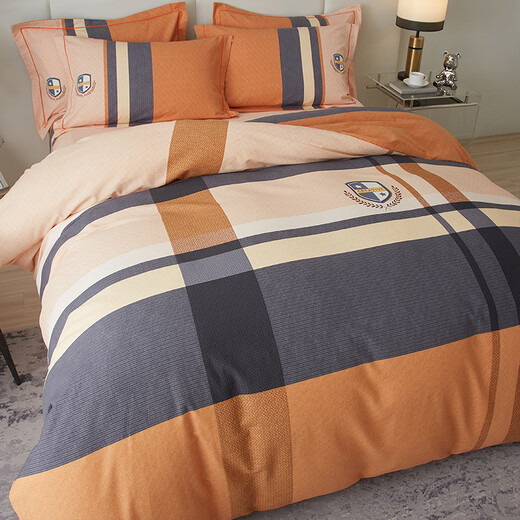 Jeremy Paul (PAULJIERMI) German quality Nordic style cotton wool bedding four-piece set bedding pure cotton 0 bed sheet cover cotton thickened American style - orange sheet 1.5 meters four-piece set - duvet cover 200*230