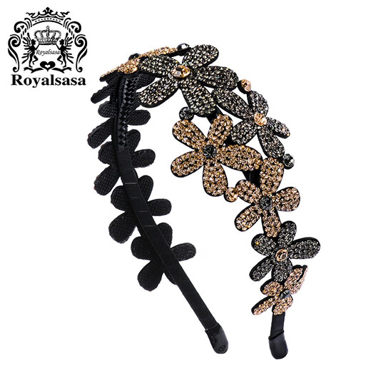 Royal sasa Korean hair accessories non-slip rhinestone wide-brimmed hairband hairpin hairpin simple temperament headband women's head accessories champagne color CP