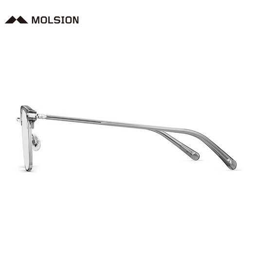 MOLSION陌森眉架眼镜架肖战同款男女眼镜框可配度数防蓝光眼镜MJ6180 B16银色|透灰【肖战同款】 镜框+0元配0度防蓝光镜片