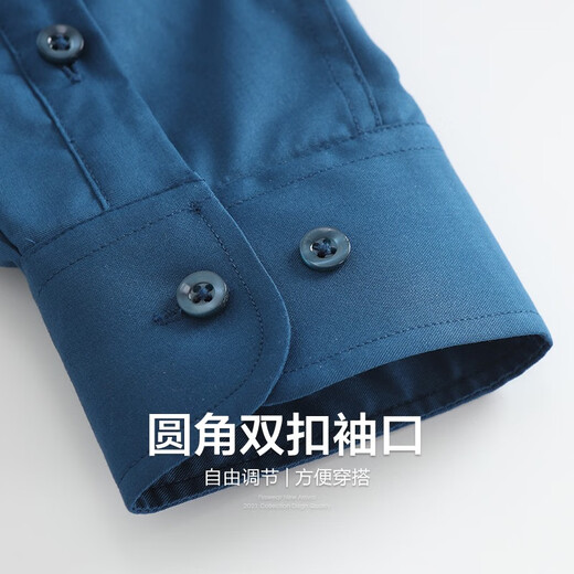 
Shanshan (FIRS) plus velvet warm long-sleeved shirt for men's coral velvet autumn new solid color thickened business shirt 673 peacock blue 42
