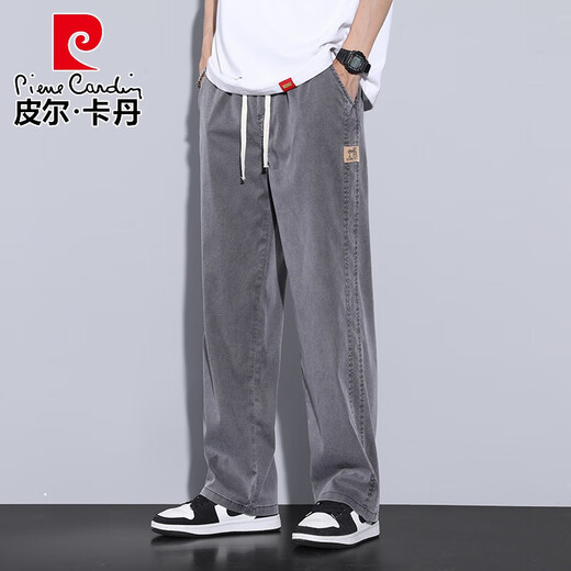 Pierre Cardin Tennis Jeans en tricot de pantalon de plancher de sol large en ligne large et lâche pantalon de la soie de glace ultra-minguel 1048 Gray 3xl (taille 36)