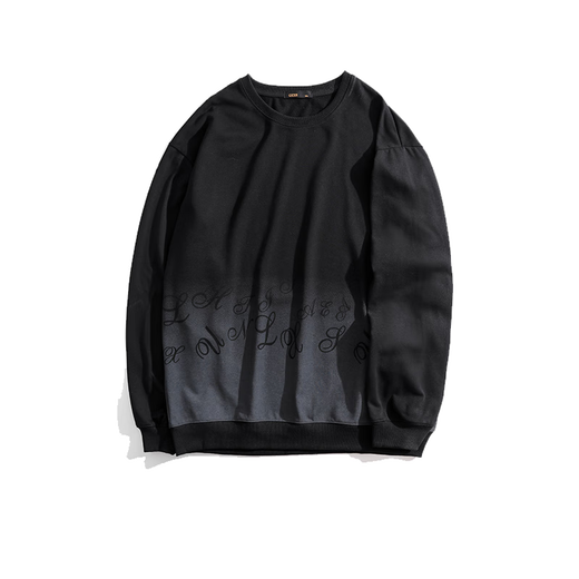 Tanye large size men's sweatshirt men's autumn and winter fat men's clothing fat men plus fat enlarged letters gradient color casual tops trendy brand t22356 black 6XL recommended 240-255Jin Jin is equal to 0.5 kg