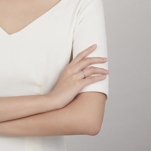 Saturday Fortune (ZLF) PT950 platinum ring for women, classic and versatile, shiny platinum ring, stacked tail ring, size 14 - 1.72g