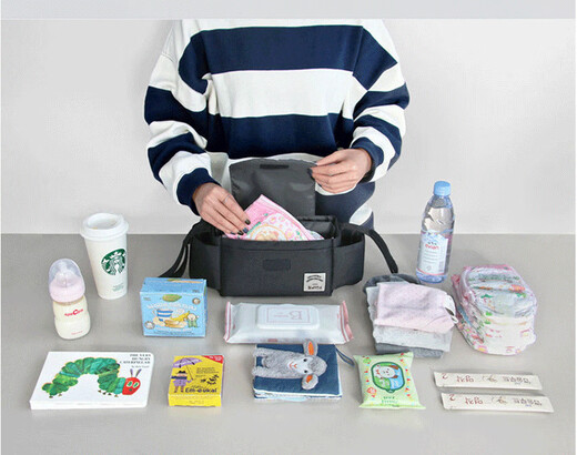 
CLCEY mother and baby brand baby carriage hanging bag storage bag newborn supplies storage bag baby carriage hanging bag blue black stripes