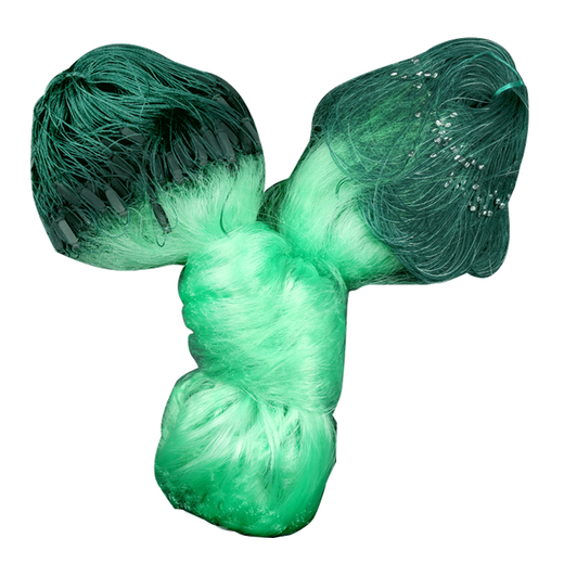 Yuyongji (YUYONGJI) green silk fishing net hanging net wire net fishing single layer floating net imported three-layer sinking net 100 meters artifact sticky fish net three layers green silk three-layer sinking net 50 meters long 1.5 meters high 2 fingers