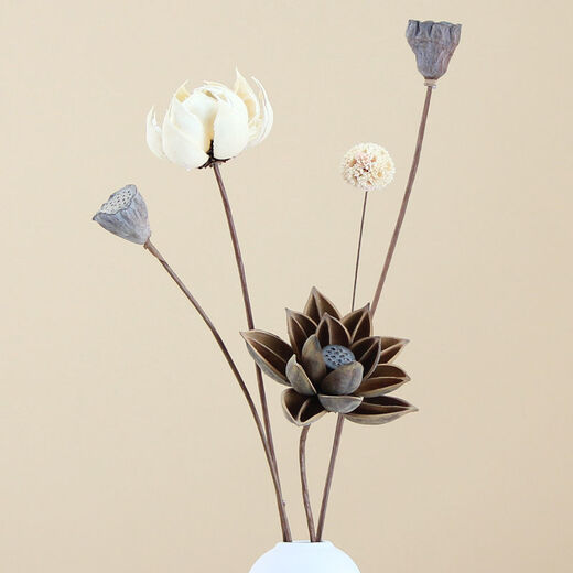 Love the bouquet of dried flowers, real flowers, dried lotus roots, natural decoration ornaments, lotus pods, flower arrangement, living room decoration, Buddhist Zen lotus, dried flower combination 1105 (without vase)