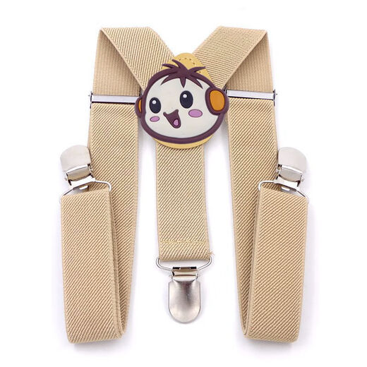CLCEY children's trousers suspender clip boy toddler suspender clip trouser belt baby non-slip suspender belt fixed clip girls fashion beige yellow bear