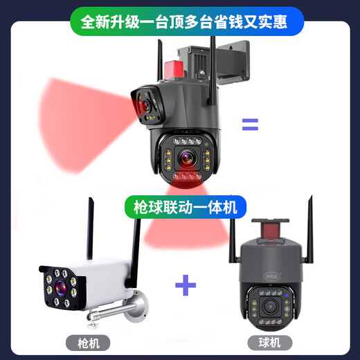 Internet-Eye Dual Camera Überwachung Ultra-clear 8 Millionen Heimtür Ländlicher Außener im Freien mit hoher Definition Monitor 360-Grad No Blind Spots mit Nachtsicht Panorama Outdoor WLAN Mobiltelefon Fernbedienung