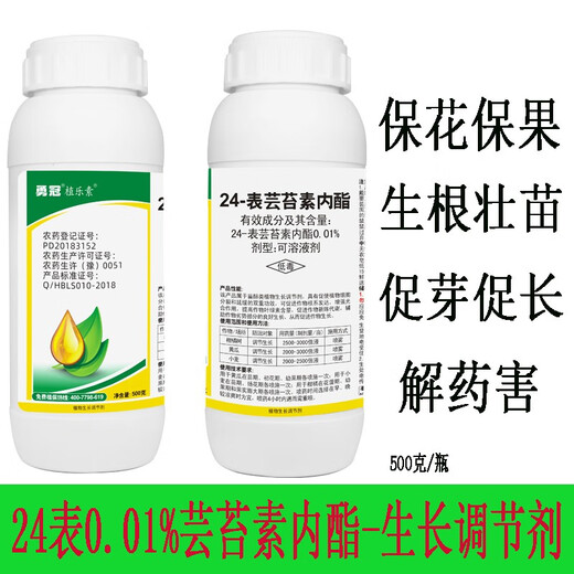 Yongguan Phytozolin 0.01% Brassinolide 24-Table Antidote to Vegetables, Fruits, Trees and Flowers to Prevent Fruit Drop Foliar Fertilizer Agricultural Plant Growth Regulator 500g/Bottle*3 Bottles