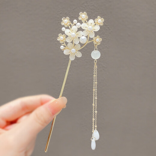 Su Shiliu new Chinese style flower hairpin for women with tassels, small fresh Hanfu headdress, ancient style cheongsam accessories, hairpin for women, flowery tassel hairpin
