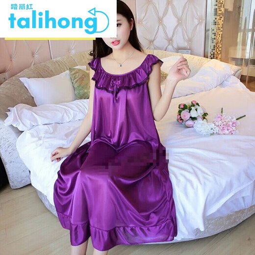 Talihong 2023 Nachthemd für Frauen 300 Jin [Jin ist gleich 0,5 kg] Gewicht erhöhen, um 200 lose große Fettsäure-Mm-Sommer-Dünn-Eis-Seidenstil zu erhöhen.