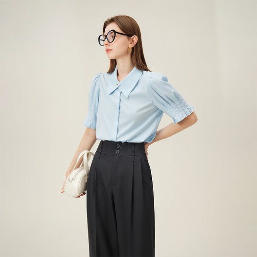 
Fan Silann's workplace outfit commuting French shirt for women's niche design puff sleeve top 24FS12186 apricot XS