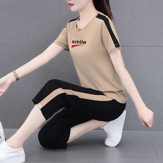 NY-EMMA Sports Suit pour femmes à manches courtes à manches d'été à la mode à la mode et à l'âge moyen de l'âge moyen de course décontractée et à la mode