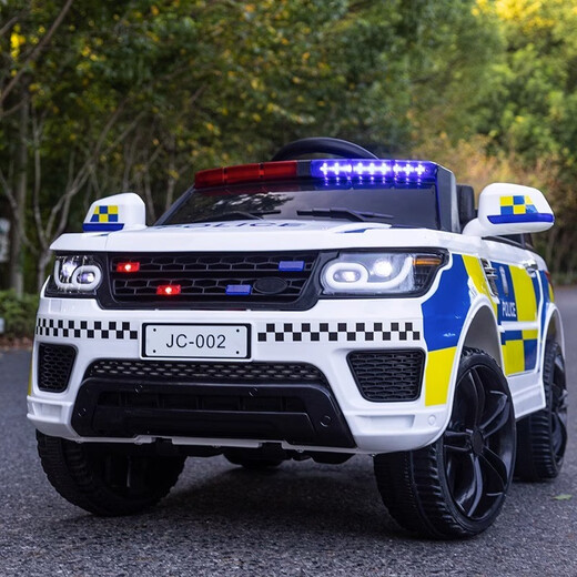 Kein Spiel, ein Elektroauto für Kinder, Allrad-Allradauto, Männer und Frauen mit ferngesteuertem Spielzeugauto können in einem Baby-Polizeiauto, Kinderauto [Flaggschiff] Allradantrieb + Foam Wheel + Ledersitz, sitzt