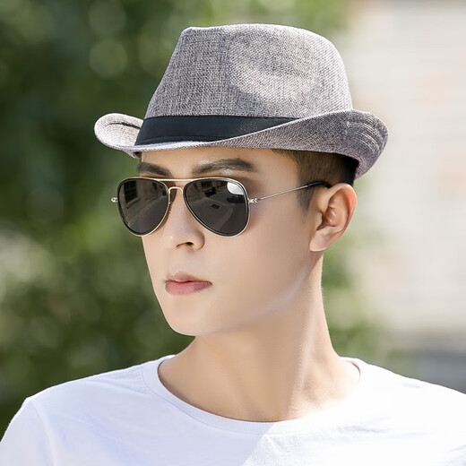 Oufandi Good Things Cowboy Hat Men's Spring and Autumn Top Hat Outdoor Sunshade Casual Jazz Hat Korean Style Trendy Middle-aged Top Hat Khaki One Size 56-58cm