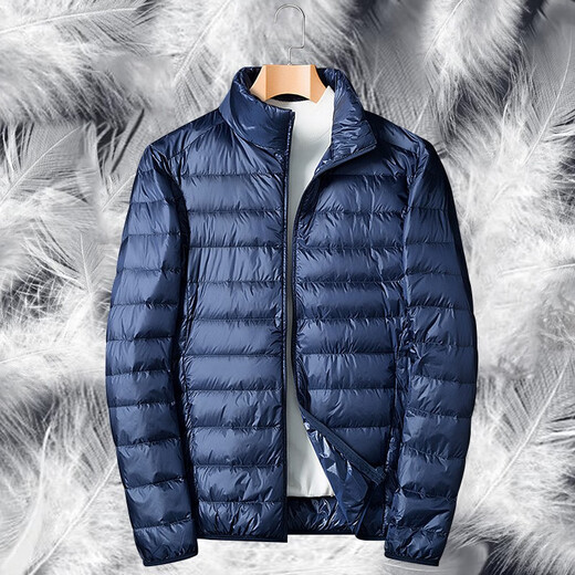 Woodpecker Lightweight Down Jacket Men's Short Winter Jacket Men's New Ultra-Light Casual Young and Middle-aged White Duck 16050 Black (Stand Collar) XL (140Jin Jin is equal to 0.5kg -160Jin Jin is equal to 0.5kg)