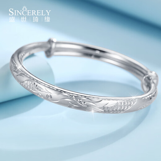 SHENGSHIQIYUAN platinum bracelet for women pt950 platinum bracelet for women new dragon and phoenix bracelet push-pull bracelet for girlfriend 41-43g/thick about 7.2mm platinum 950