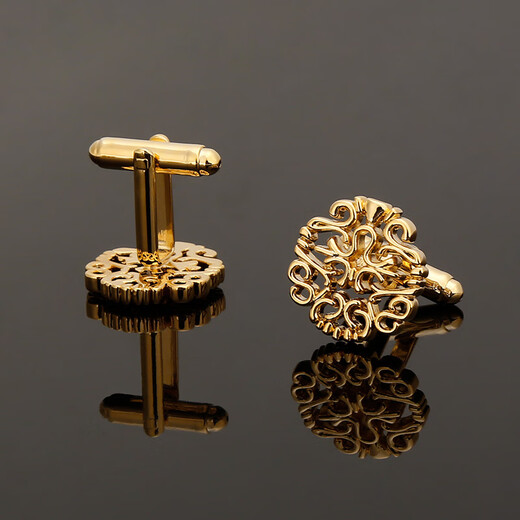 Apatia French shirt cuff buttons for men, gold business cuff buttons for men and women, simple shirt cuff buttons, gift box, gold hollow pattern