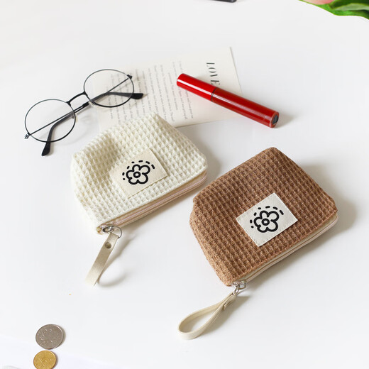 OEMG ZIP Billetera Mini Waffle Small Willet Ins Fresh Student Llevar bolsas de monedas Almacenamiento de lápiz verde Bolsa pequeña