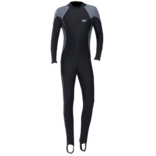 Youbei One-piece Swimsuit Youth Plus Size Men's Wet Suit Jellyfish Suit Long Sleeve Long Pants Sun Protection Swimsuit Surfing and Snorkeling Black Gray Long Sleeve 2XL Recommended Weight 150-165Jin Jin is equal to 0.5 kg