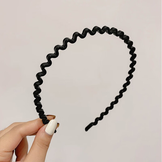 Princess Xiang decorated simple headband non-slip toothed hair binding bangs pressed broken hair headband non-slip hairpin black hair hole female summer 3# glossy waves