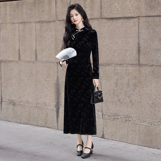 
Sibaishe New Chinese Dress 2025 Autumn New Women's Clothing Chinese Style Band Embossed Cheongsam