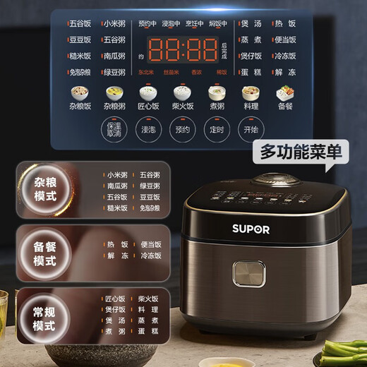 SUPOR (SUPOR) small fast rice cooker rice cooker for household use 3-8 people multi-function 4L smart rice cooker 22 minutes of firewood rice micro-pressure stewing ball kettle inner liner SF40FC897 ball kettle 4L