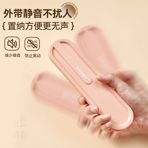 WORTHBUY student cutlery box storage empty box portable take-out travel student chopstick box children's household spoon single pack D style Mika bear