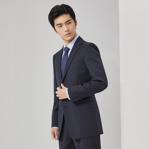 雅戈尔（YOUNGOR）套西上衣男03F1款两粒单排扣外套标准版商务西服羊毛混纺商场同款 藏青 S 165/88A